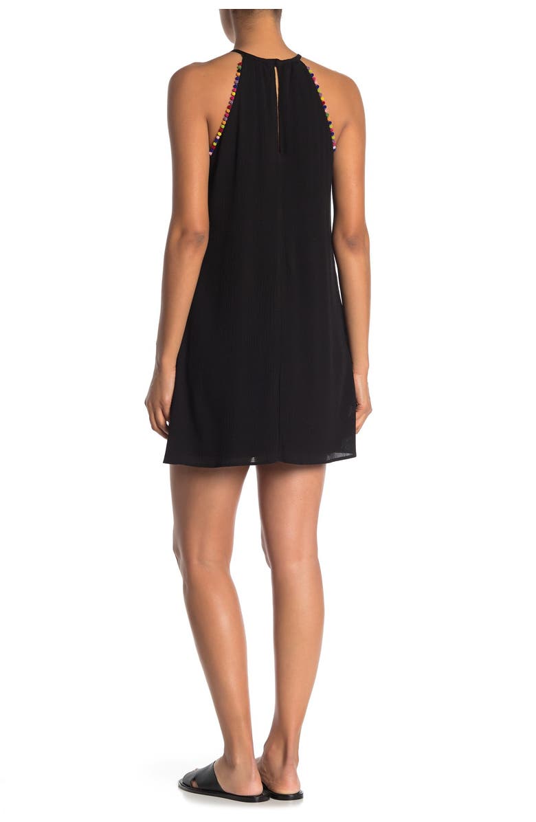 VANITY ROOM Bead & Pompom Trim Sleeveless Dress, Alternate, color, 