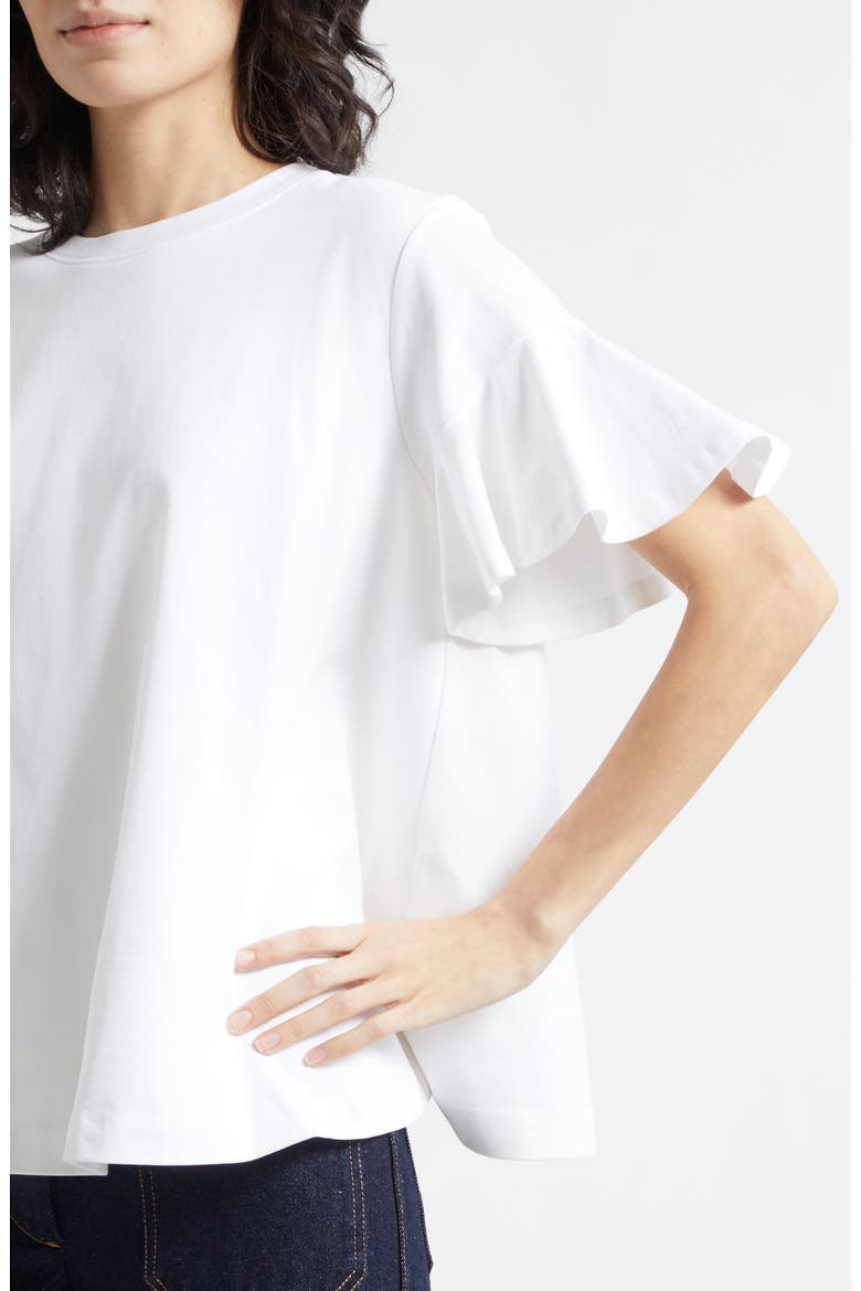 Jane Ruffle Sleeve T-Shirt, Alternate, color, WHITE