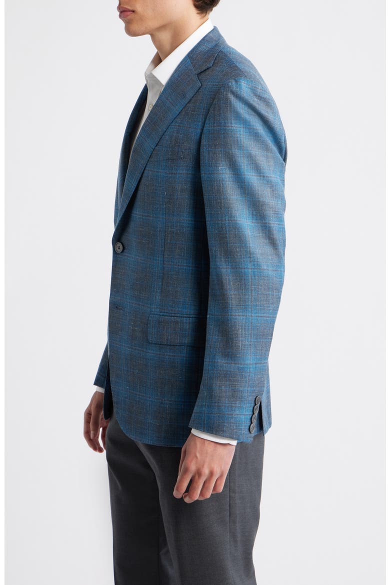 Teal & Blue Slub Wool Blend Sport Coat, Alternate, color, TEAL