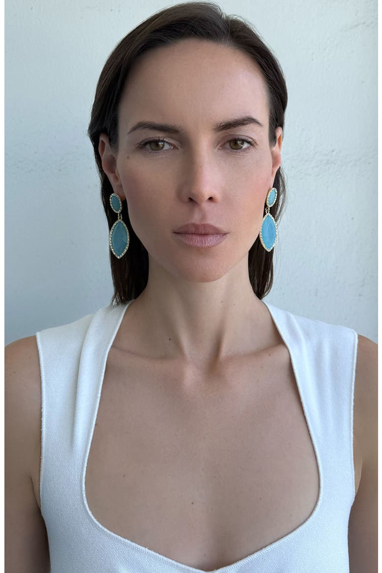Crystal Halo Drop Earrings, Alternate, color, BLUE