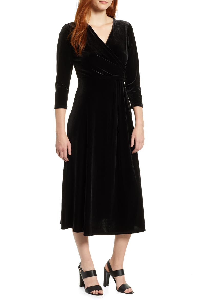 Chaus Velvet Wrap Style Dress, Main, color,