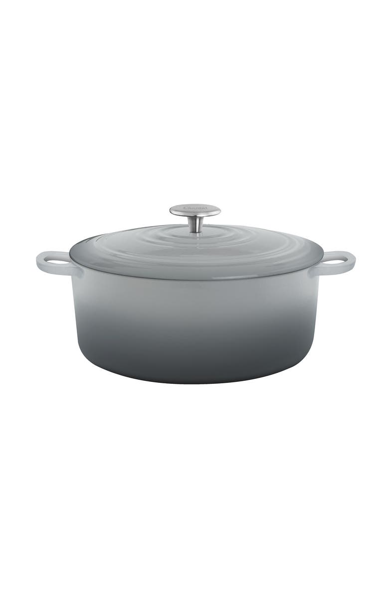 CHANTAL 5.6 Qt Round Cast Iron Dutch Oven, Main, color, Fade Gray