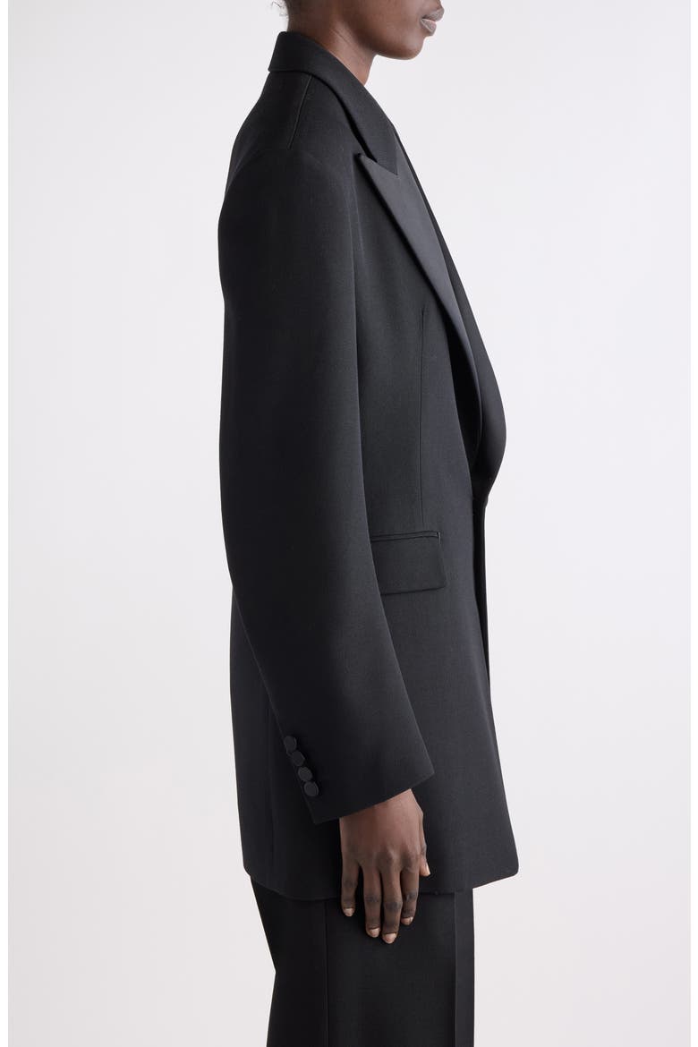 One Button Wool Tuxedo Blazer, Alternate, color, NOIR