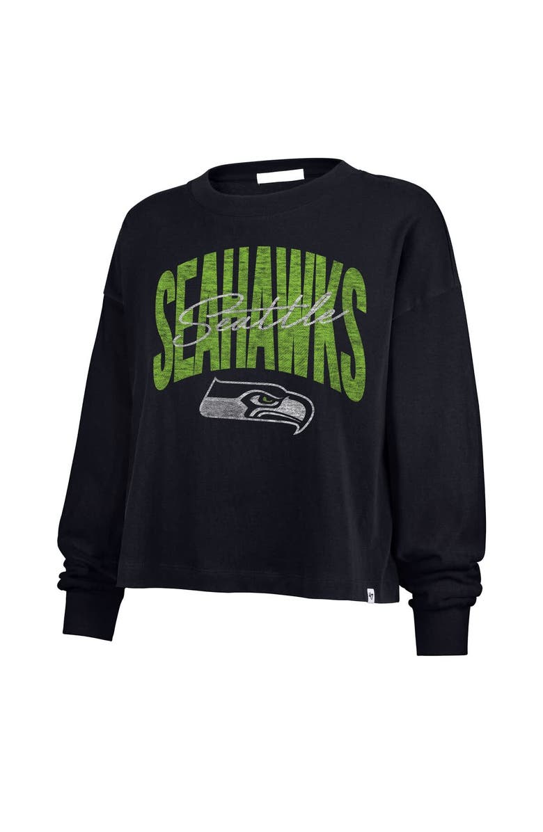 '47 Women's '47 College Navy Seattle Seahawks Muse Sydney Long Sleeve Cropped T-Shirt, Alternate, color, College Navy