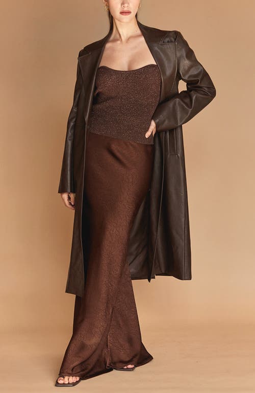CRESCENT CRESCENT LONGLINE FAUX LEATHER COAT