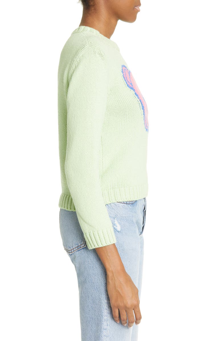 Moschino Bear Intarsia Crewneck Sweater, Alternate, color, 