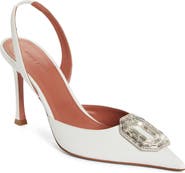 Amina Muaddi Camelia Crystal Buckle Slingback Pump