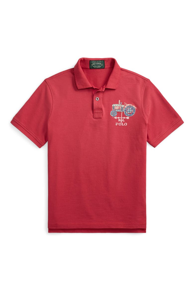 Classic Fit Tractor Appliqué Polo, Alternate, color, SUNRISE RED