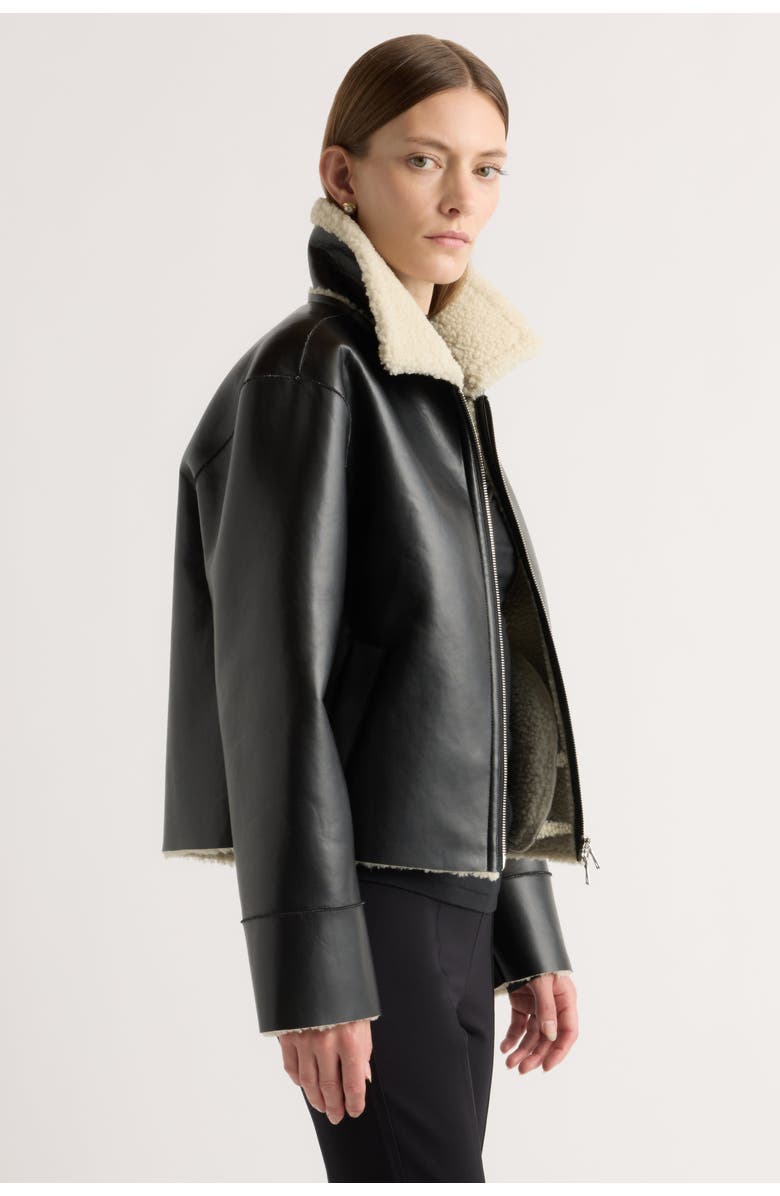 Modern Citizen Bonnie Shearling-Collar Coat, Alternate, color, Black