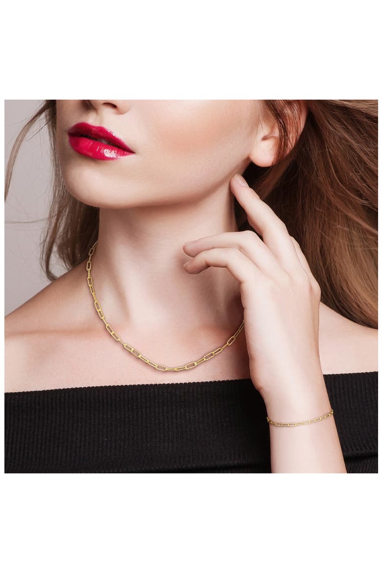 Polished Paper Clip Chain Necklace & Bracelet Set, 3mm, Alternate, color, YELLOW GOLD