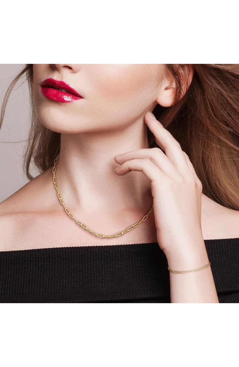DELMAR Polished Paper Clip Chain Necklace & Bracelet Set, 3mm, Alternate, color, 