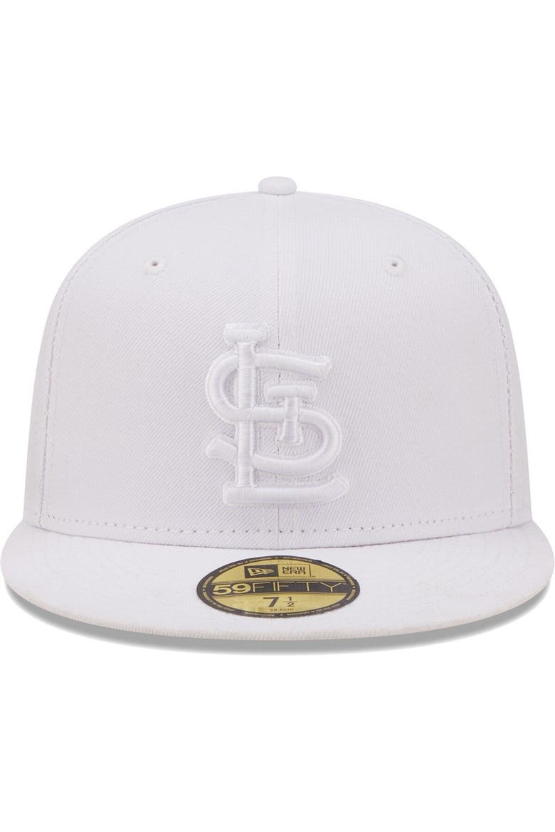 Men's New Era St. Louis Cardinals White on White Logo 59FIFTY Fitted Hat, Alternate, color, White