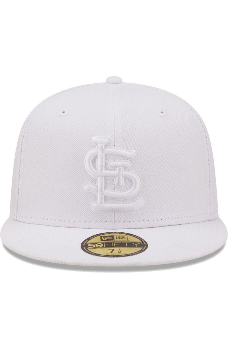 New Era Men's New Era St. Louis Cardinals White on White Logo 59FIFTY Fitted Hat, Alternate, color,
