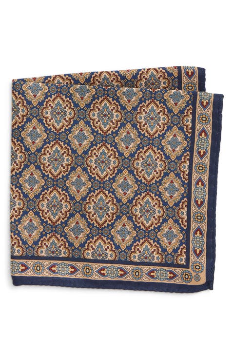 Medallion Silk Twill Pocket Square