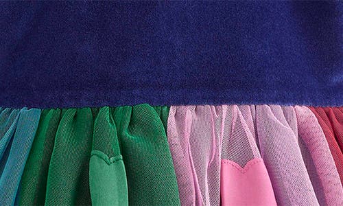 Mini Boden Kids' Heart Appliqué Velvet & Tulle Party Dress In Multi