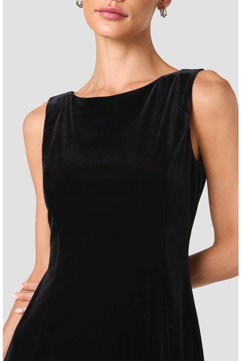 Caramia Stretch Velvet Minidress, Alternate, color, BLACK