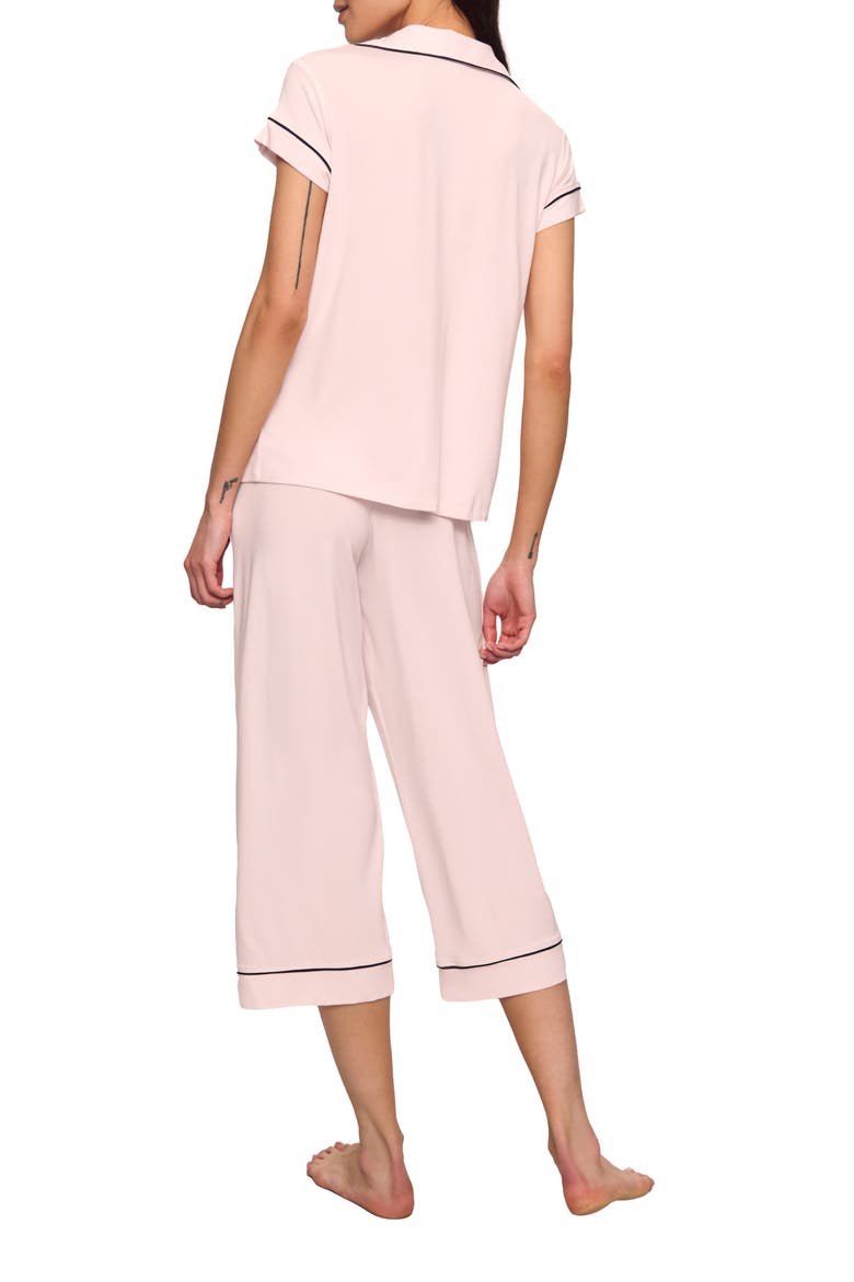 Gisele Short Sleeve Cropped Pajamas, Alternate, color, SORBET/ BLACK