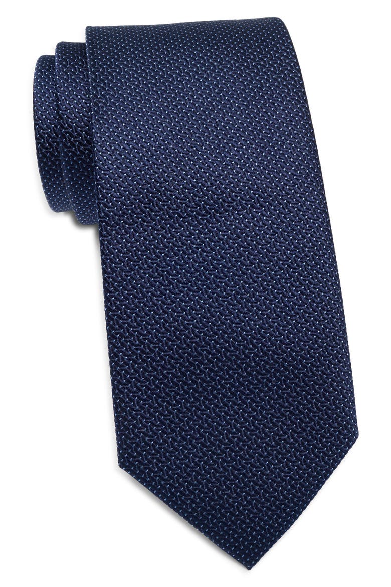 Textured Dot Silk Tie, Main, color, NAVY