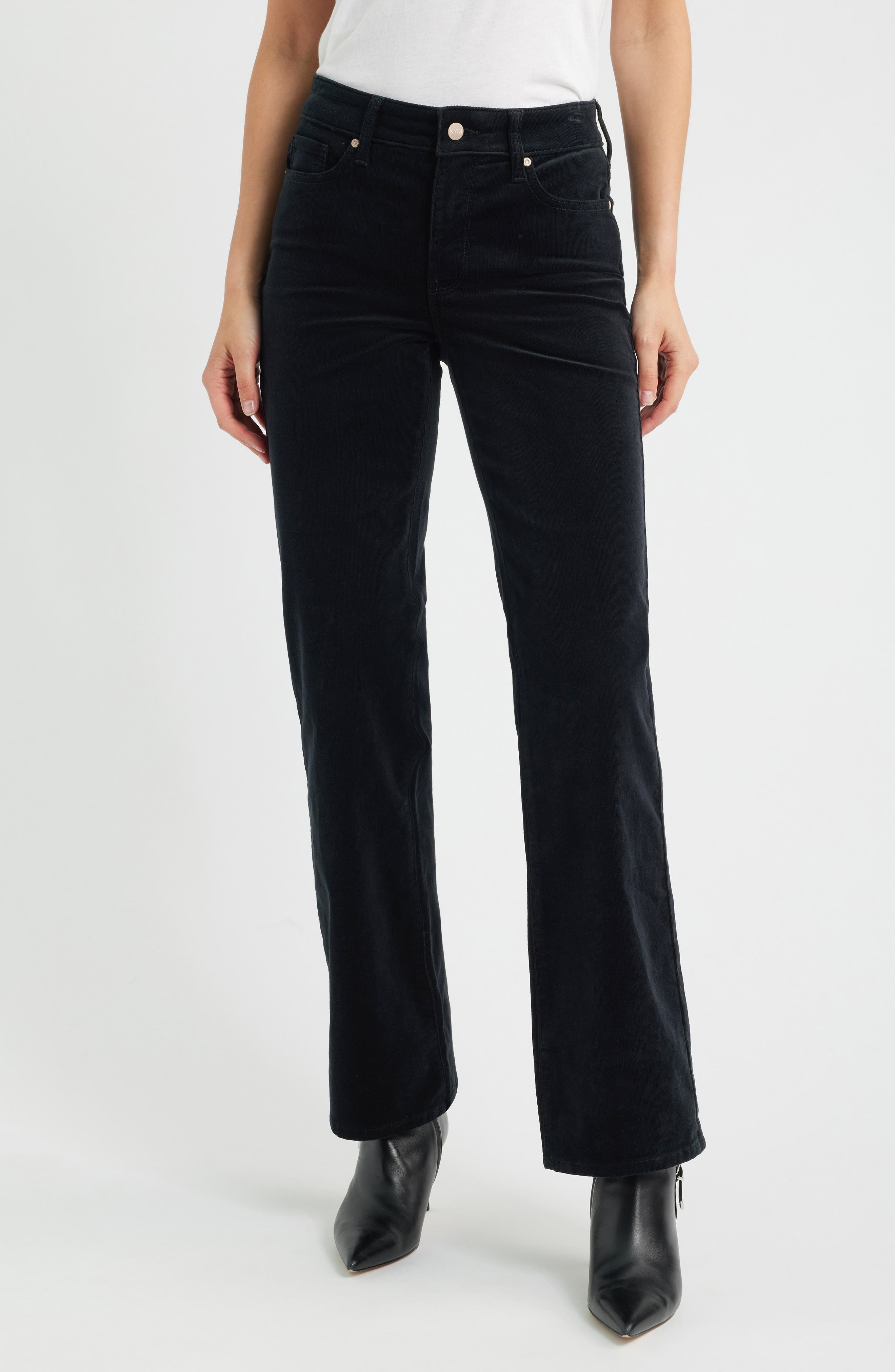 Nydj Brooklyn Bootcut Corduroy Pants In Black