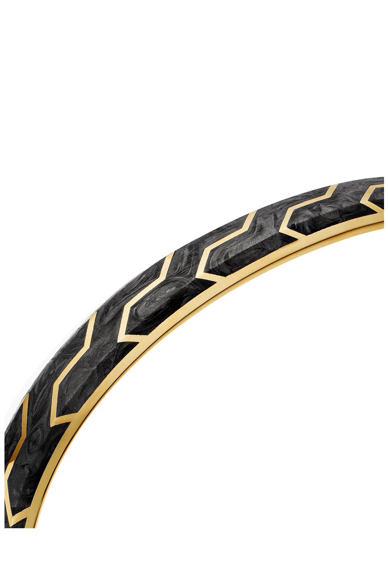 Forged Carbon Cuff Bracelet in 18K Yellow Gold, 8.5mm, Alternate, color, FORGED CARBON?