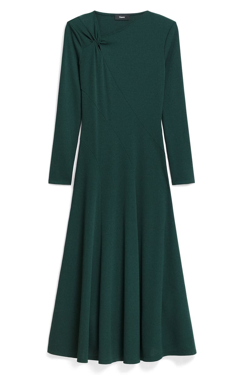 Theory Long Sleeve A-Line Midi Dress, Alternate, color, Viridian
