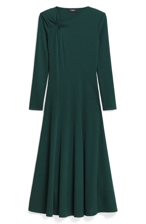 Theory Twist Neck Midi Dress In Crepe Jersey In Green