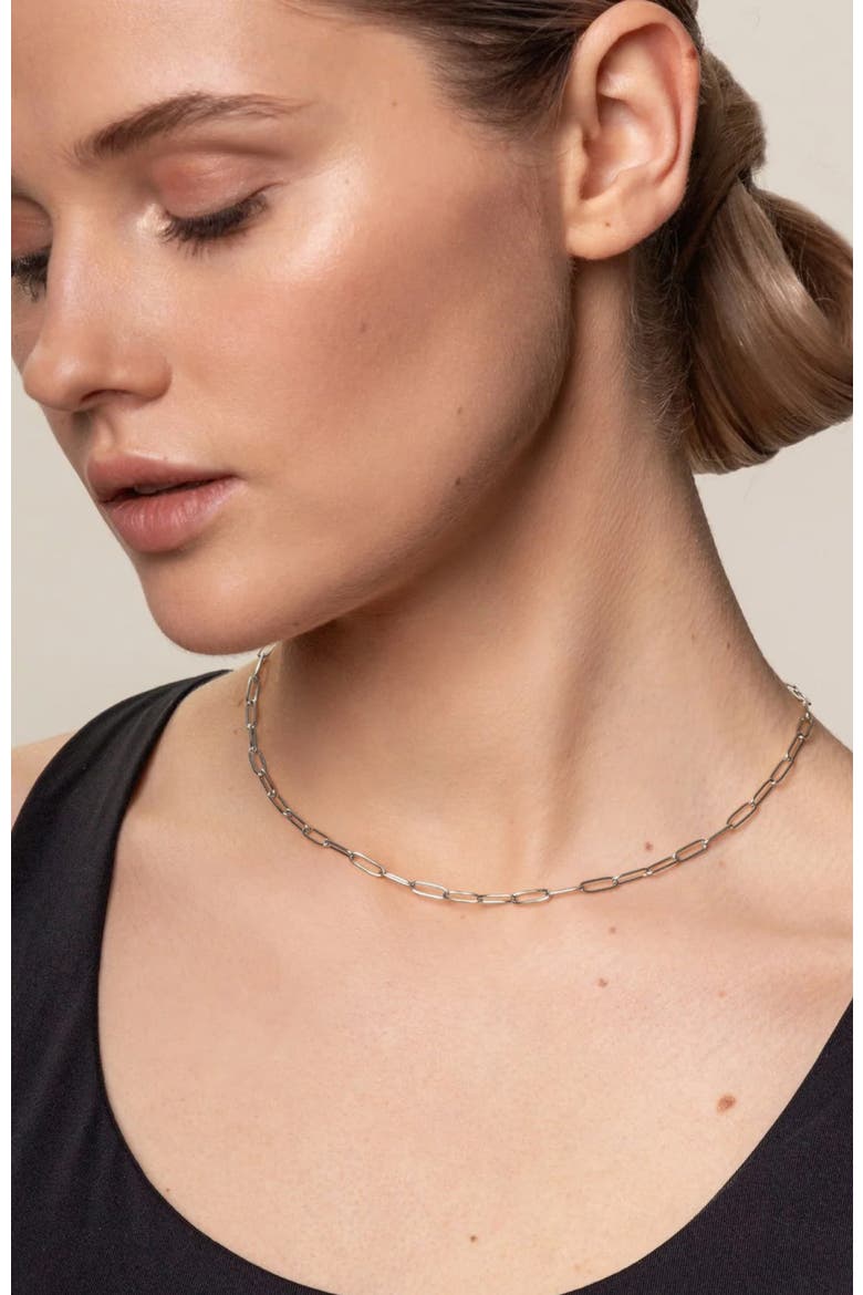 Cozumel Paperclip Choker, Alternate, color, Silver