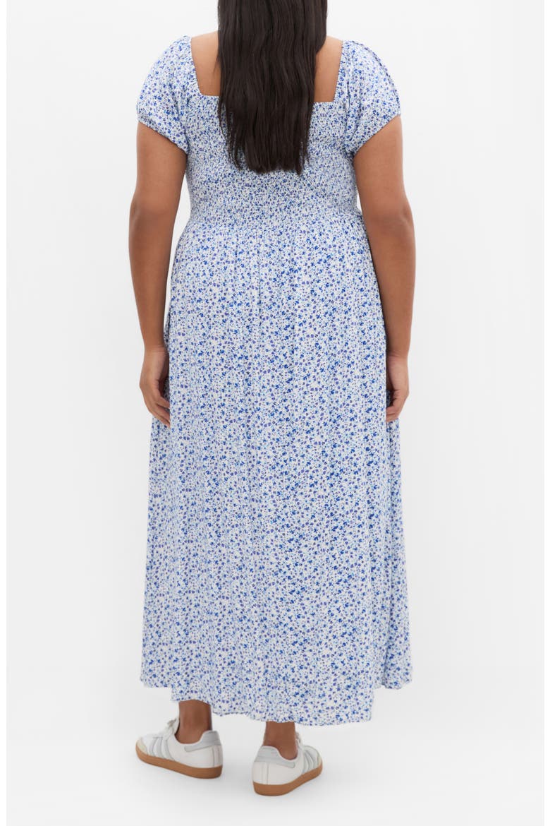 Abbie Floral Print Midi Dress, Alternate, color, AZURE FLORAL