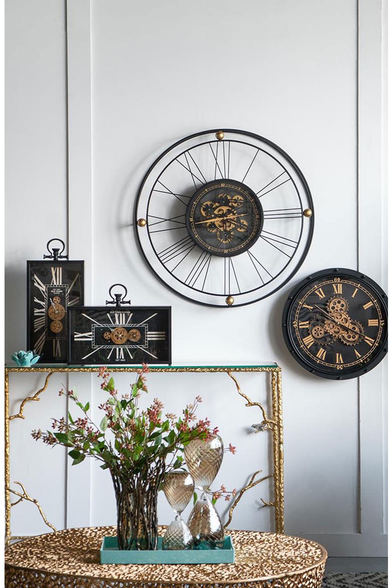 Decorative Wall Clock, Alternate, color, BLACK