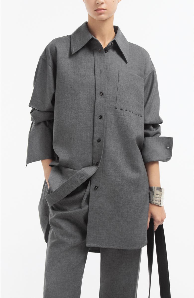 CO Overshirt in Melange Wool, Alternate, color, Grey Melange