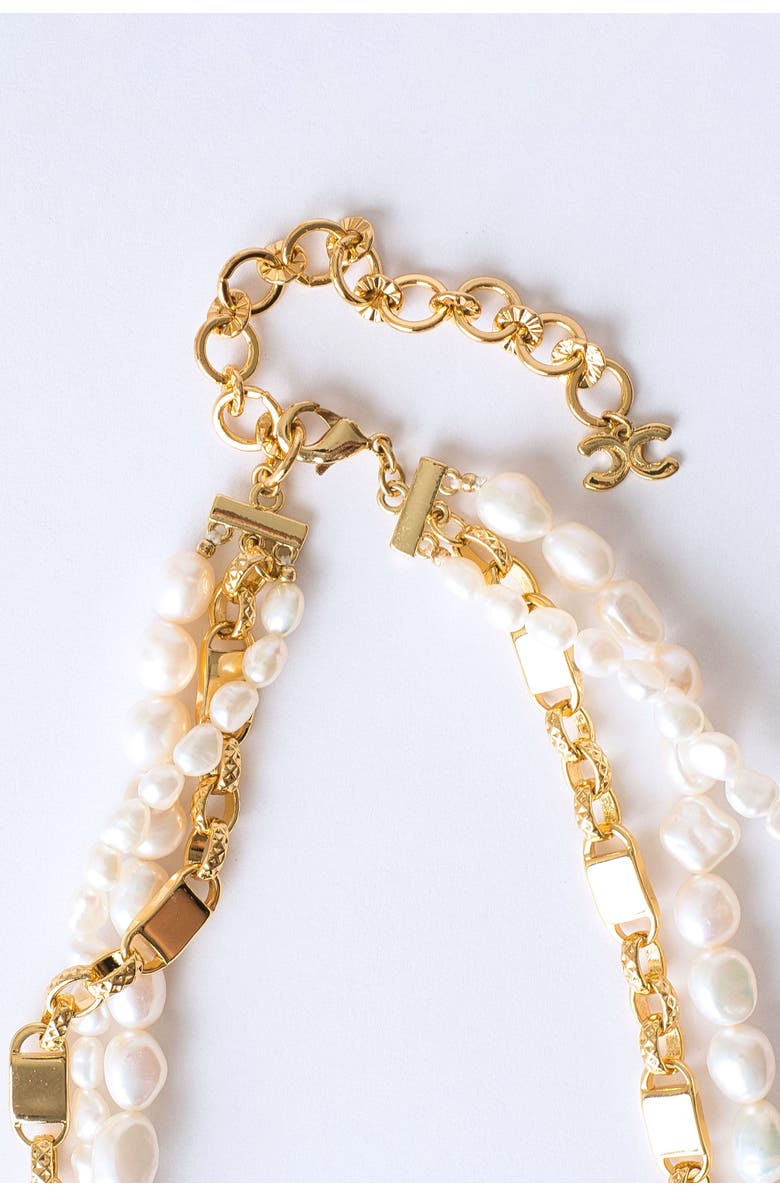 Classicharms Mia Layered Luxe Freshwater Pearl Necklace, Alternate, color, Gold