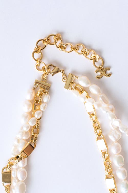 Classicharms Mia Layered Luxe Freshwater Pearl Necklace In Gold