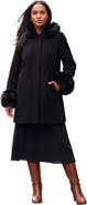 Jessica London Hooded Faux Fur Trim Coat