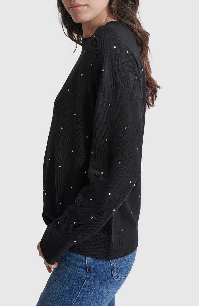 DKNY Jeans Hotfix Rhinestone Crewneck Sweater, Alternate, color, 