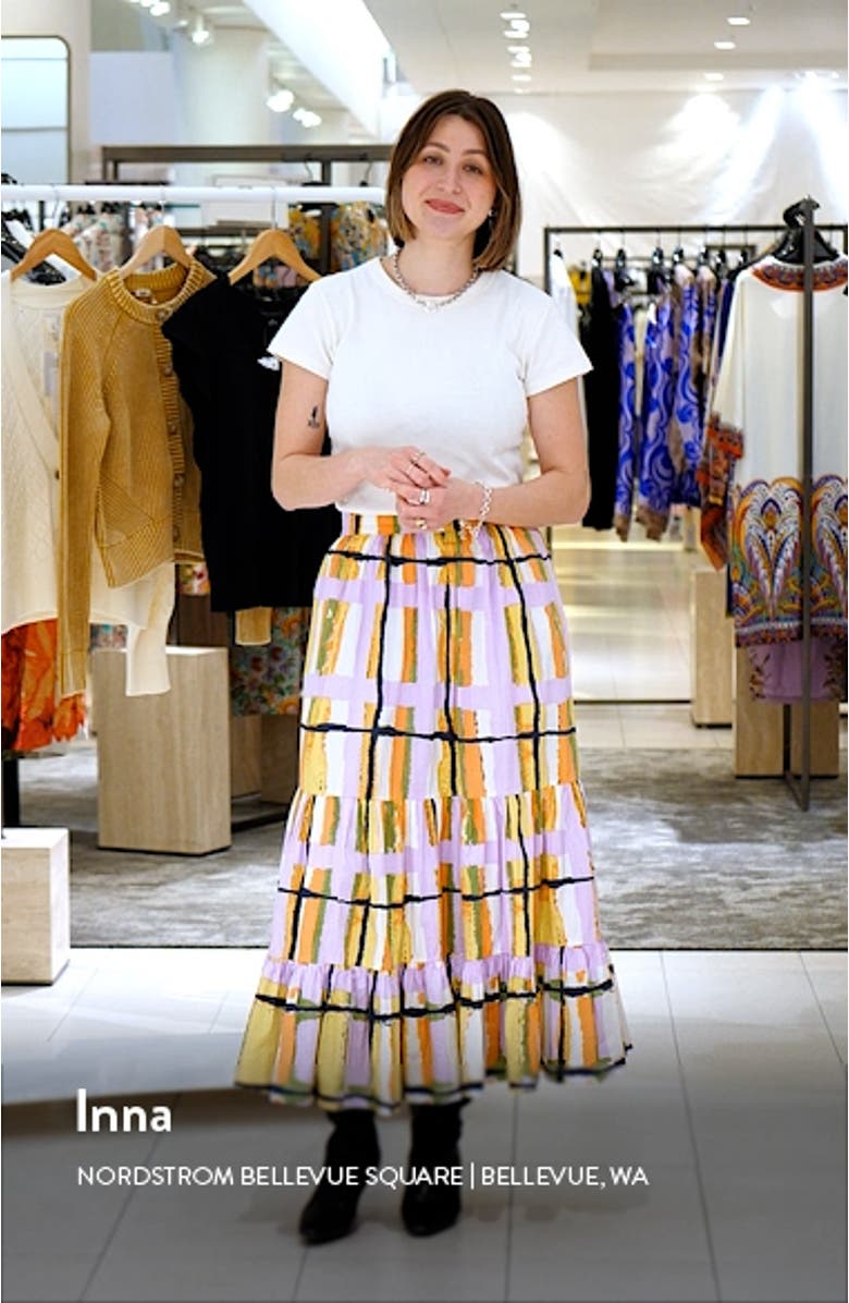 Gayle Print Tiered Maxi Skirt, sales video thumbnail
