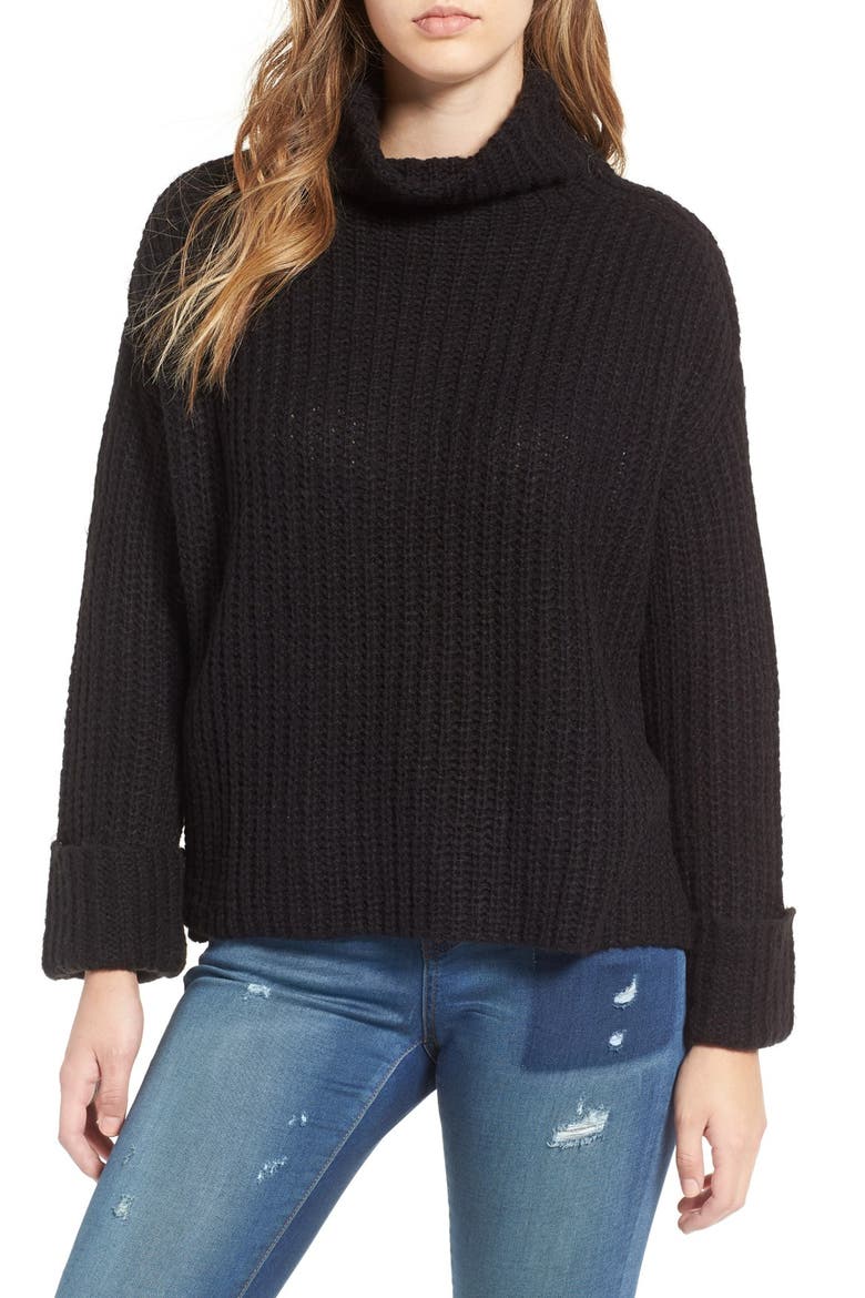 Chunky Turtleneck Sweater, Main, color, BLACK