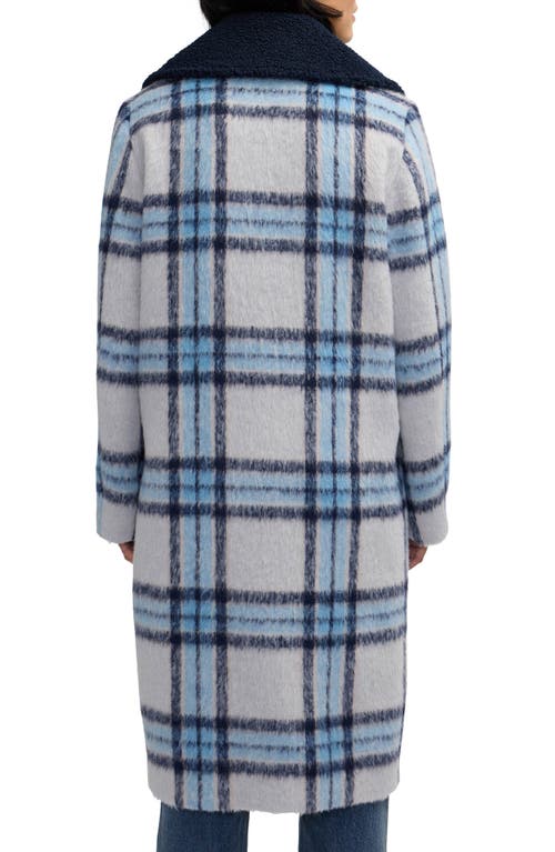 Scotch & Soda Alida Faux Shearling Collar Overcoat In Blue