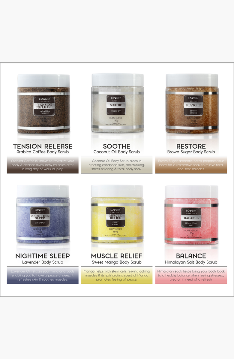 Lovery Marble Body Scrub Gift Box with 6 Scented Exfoliating Scrubs, Alternate, color, White