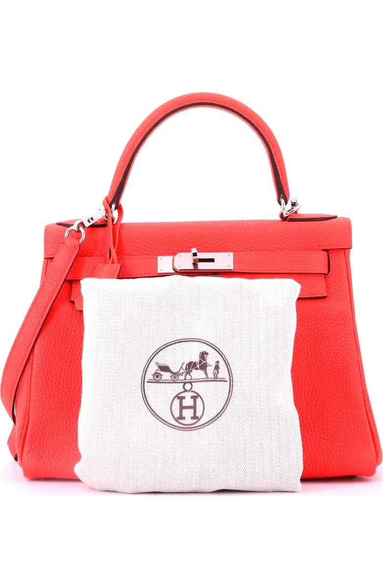 Pre-Owned Hermes Kelly Handbag Pink Clemence with Palladium Hardware 28, Alternate, color, Rose Texas