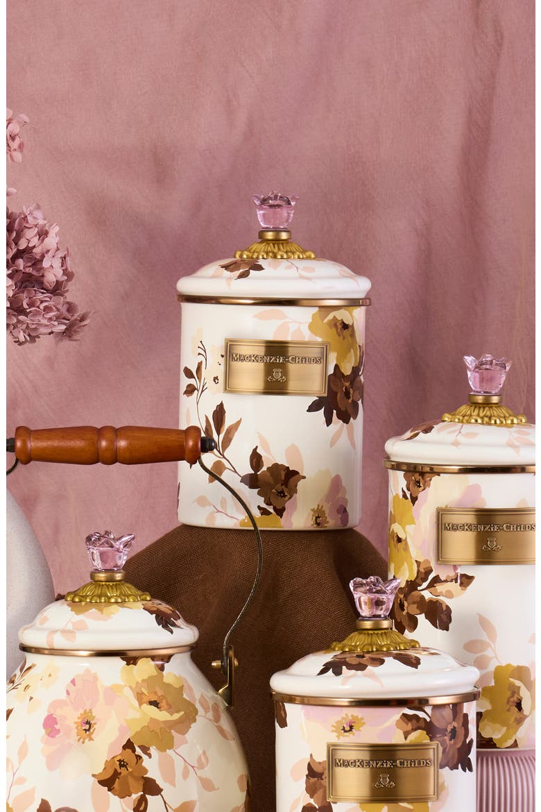 Wild Rose Medium Enameled Steel Canister, Alternate, color, WHITE