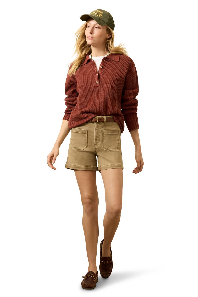 Miramar Linen & Organic Cotton Polo Sweater, Alternate, color, SMOKED PAPRIKA