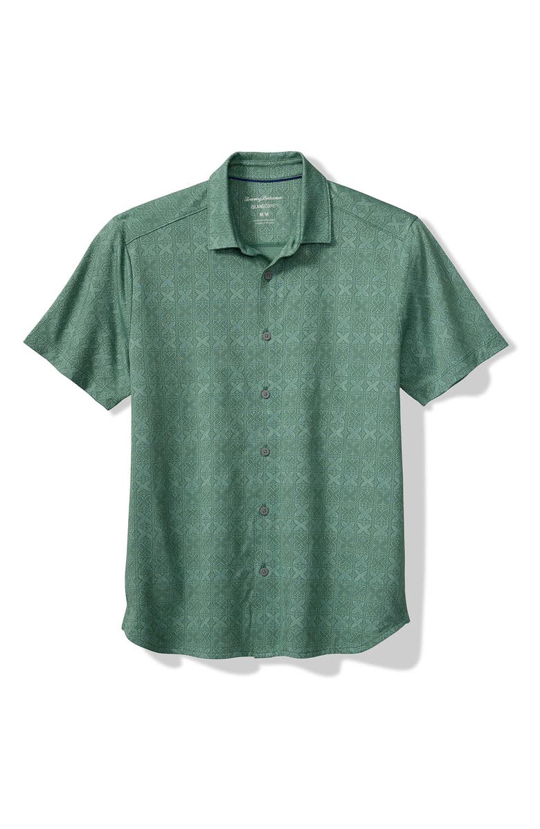 Tommy Bahama Palm Fresco Tiles IslandZone<sup>®</sup> Camp Shirt, Main, color, Dk Spa