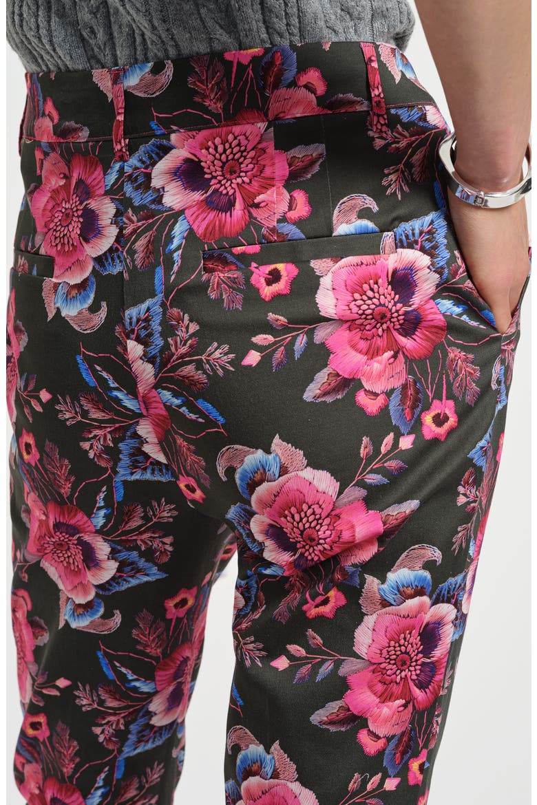 Slim Fit Sateen Ankle Pants, Alternate, color, TROMPE LOEIL FLORAL