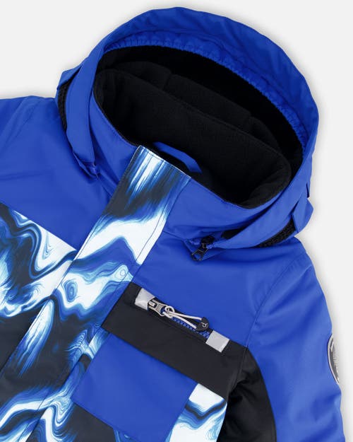 Deux Par Deux One-piece Play Snowsuit With And Colorblocking In Blue