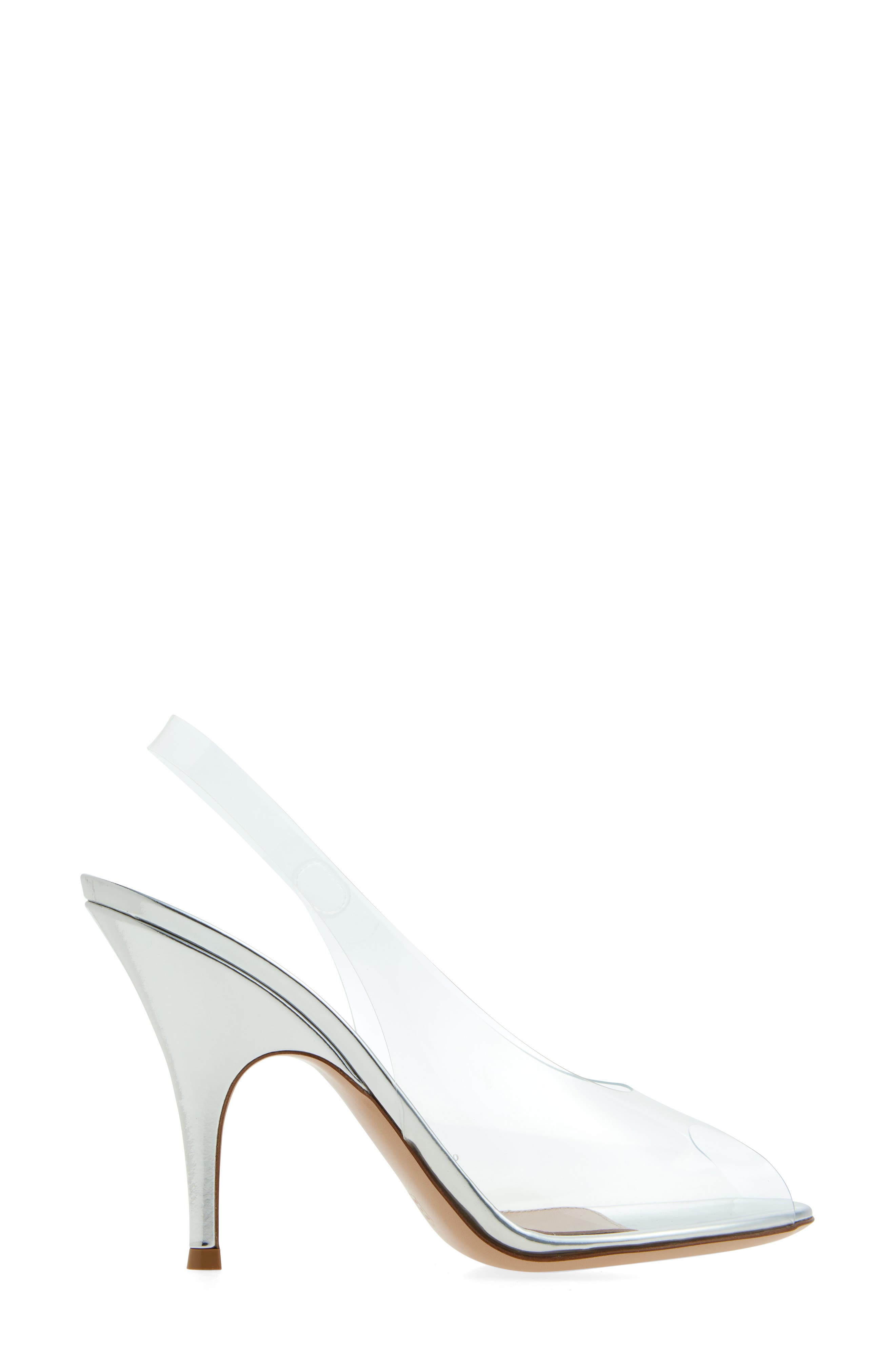 Gianvito Rossi Clear Slingback Sandal, Alternate, color, Silver