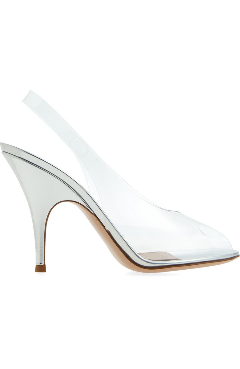 Gianvito Rossi Clear Slingback Sandal, Alternate, color, Silver