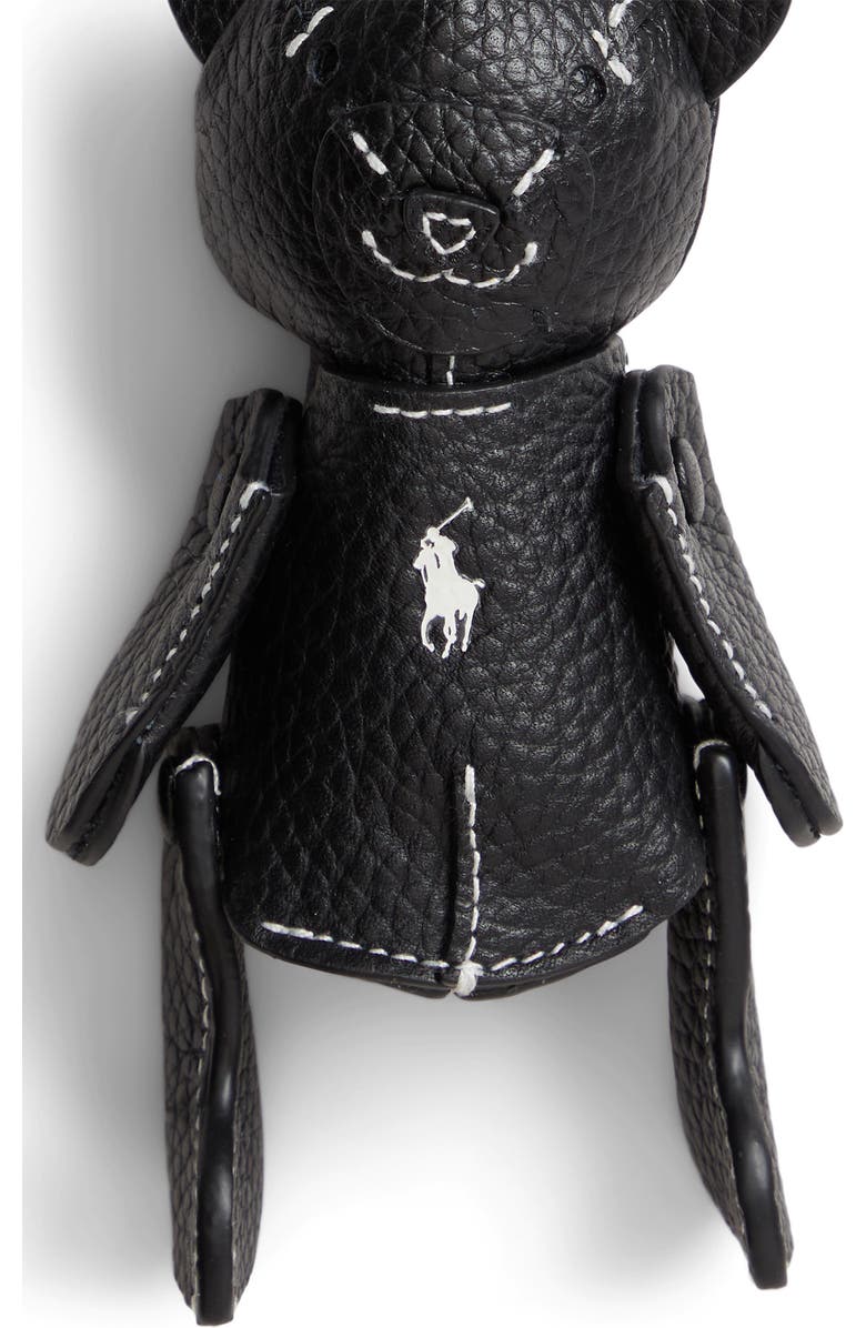 Polo Ralph Lauren Pebbled Leather Bear Charm, Alternate, color, Black
