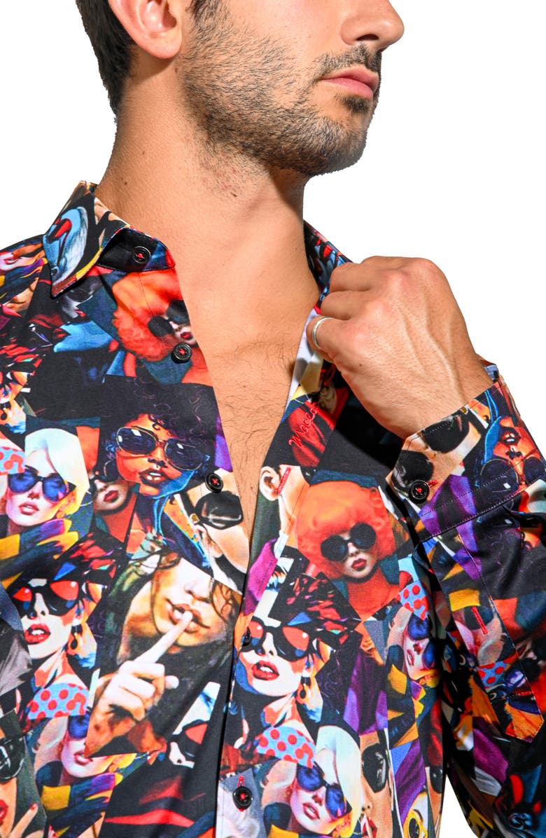 Maceoo Fibonacci Resistance Contemporary Fit Button-Up Shirt, Alternate, color, Black