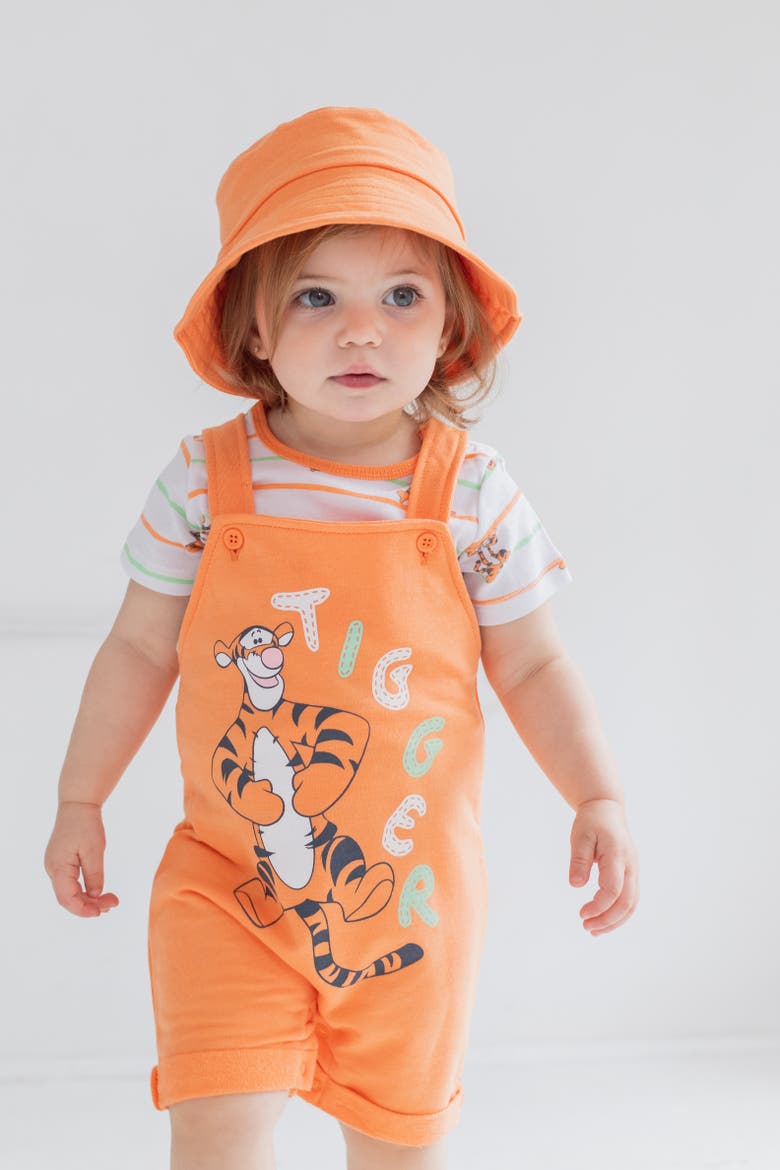 Winnie the Pooh Shortall and T-Shirt Set with Hat, Alternate, color, Tigger Orange