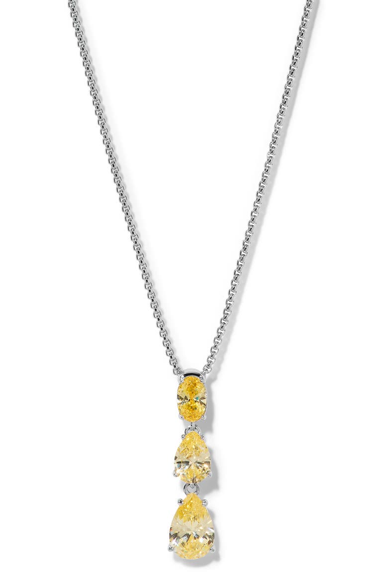 Crystal Pendant Y-Necklace, Main, color, YELLOW/ RHODIUM